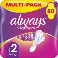 Always Promo Multi-Pack Platinum Sanitary Towels with Comfort Lock Wings Size 2, 80 Τεμάχια - Σερβιέτες Μεγάλου Μεγέθους με Φτερά για Άνεση & Προστασία