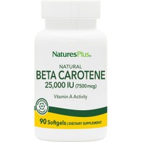 Natures Plus Natural Beta Carotene 25000IU 90 Softgels - Συμπλήρωμα Διατροφής Βιταμίνης Α & Ε ως Βήτα Καροτένιο για την Αντιμετώπιση Εκφυλιστικών Παθήσεων της Όρασης & Ενίσχυση Ανοσοποιητικού με Ισχυρές Αντιοξειδωτικές Ιδιότητες