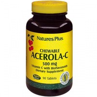 Natures Plus Chewable Acerola-C Complex 500mg Vitamin C 90tabs - Συμπλήρωμα Διατροφής για την Ενίσχυση του Ανοσοποιητικού με Βιταμίνη C από Εκχύλισμα Ασερόλας