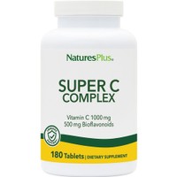 Natures Plus Super C Complex 180tabs - Συμπλήρωμα Διατροφής με Βιταμίνη C & Βιοφλαβονοειδή για Ενίσχυση του Ανοσοποιητικού