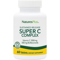 Natures Plus Super C Complex 1000mg, 60tabs - Συμπλήρωμα Διατροφής Παρατεταμένης Αποδέσμευσης με Βιταμίνη C & Βιοφλαβονοειδή Λεμονιού για την Ενίσχυση του Ανοσοποιητικού