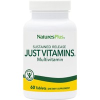 Natures Plus Just Vitamins Multivitamin 60tabs - Συμπλήρωμα Διατροφής Πολυβιταμινών Ελεύθερο Μετάλλων Υψηλής Ισχύος Παρατεταμένης Αποδέσμευσης για Ενέργεια, Ισχυρό Ανοσοποιητικό Γερά Οστά & Υγιές Νευρικό Σύστημα