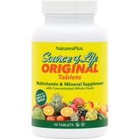 Natures Plus Source of Life Multi-Vitamin & Mineral Original 90tabs - Συμπλήρωμα Διατροφής Πολυβιταμινών, Μετάλλων, Ιχνοστοιχείων για Ενέργεια, Τόνωση Ενίσχυση του Ανοσοποιητικού & Πνευματική Ευεξία