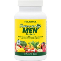 Natures Plus Source of Life Men 60tabs - Συμπλήρωμα Διατροφής Πολυβιταμινών, Μετάλλων, Ιχνοστοιχείων & Εκχυλίσματος Βοτάνων Ειδικά Σχεδιασμένο για τον Άνδρα με Αντιοξειδωτικές Ιδιότητες για την Καλή Υγεία του Προστάτη, Ενέργεια Κατά της Κόπωσης