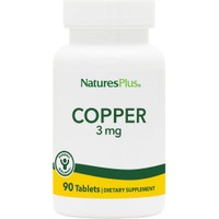 Natures Plus Copper 3mg 90tabs - Συμπλήρωμα Διατροφής με Χαλκό σε Χηλική Μορφή για Μέγιστη Απορρόφηση για την Καλή Υγεία των Μαλλιών, Δέρματος & Ανοσοποιητικού