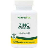 Natures Plus Zinc Picolinate with Vitamin B6 120tabs - Συμπλήρωμα Διατροφής με Πικολινικό Ψευδάργυρο για Ενίσχυση του Ανοσοποιητικού Βελτίωση της Ανδρικής Γονιμότητας & Υγιή Μαλλιά, Νύχια & Δέρμα
