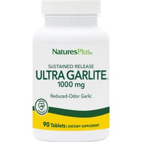 Natures Plus Ultra Garlite 1000mg, 90tabs - Συμπλήρωμα Διατροφής Συμπυκνωμένου Άοσμου Σκόρδου για Ενίσχυση του Καρδιαγγειακού Συστήματος, Έλεγχο της Αρτηριακής Πίεσης με Αντιφλεγμονώδεις Ιδιότητες