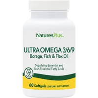 Natures Plus Ultra Omega 3/6/9, 60 Softgels - Συμπλήρωμα Διατροφής Πλούσιο σε Ωμέγα 3, 6 & 9 Λιπαρά Οξέα για τη Καλή Λειτουργία του Καρδιαγγειακού Συστήματος του Εγκεφάλου & της Όρασης