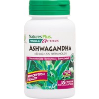 Natures Plus Ashwagandha 450mg, 60caps - Συμπλήρωμα Διατροφής Εκχυλίσματος Ρίζας Ασβαγκάντας με Χαλαρωτικές Ιδιότητες Κατά του Άγχους & της Χρόνιας Κόπωσης