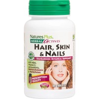 Natures Plus Herbal Actives Hair, Skin & Nails 60tabs -  Συμπλήρωμα Διατροφής Φυτικών Εκχυλισμάτων & Βιταμινών Πλούσιο σε Αντιοξειδωτικά για την Καλή Υγεία των Μαλλιών, Δέρματος & Νυχιών