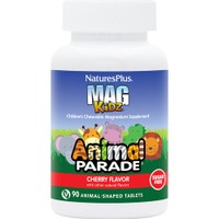 Natures Plus Animal Parade Kidz Mag 90 Chew.tabs - Συμπλήρωμα Διατροφής για Παιδιά με Μαγνήσιο για την Καλή Υγεία των Δοντιών, Νευρικού & Μυοσκελετικού Συστήματος με Γεύση Κεράσι