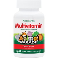 Natures Plus Animal Parade Multivitamin 90 Chew.tabs - Cherry - Συμπλήρωμα Διατροφής Πολυβιταμινών, Μετάλλων, Ιχνοστοιχείων & Εκχυλίσματος Βοτάνων για Ενέργεια, Φυσιολογική Οστική Ανάπτυξη & Ισχυρό Ανοσοποιητικό για Παιδιά με Γεύση Κεράσι