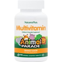 Natures Plus Animal Parade Multivitamin 90 Chew.tabs - Orange - Συμπλήρωμα Διατροφής Πολυβιταμινών, Μετάλλων, Ιχνοστοιχείων & Εκχυλίσματος Βοτάνων για Ενέργεια, Φυσιολογική Οστική Ανάπτυξη & Ισχυρό Ανοσοποιητικό για Παιδιά με Γεύση Πορτοκάλι