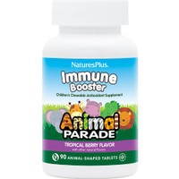 Natures Plus Animal Parade Kids Immune Booster 90chew.tabs - Συμπλήρωμα Διατροφής για Παιδιά Βιταμινών, Εκχυλίσματος Βοτάνων & Προβιοτικών για Ενίσχυση του Ανοσοποιητικού & Αντιοξειδωτική Προστασία με Γεύση Τροπικά Φρούτα