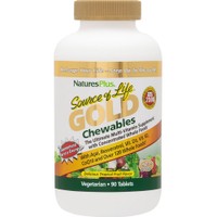 Natures Plus Source Of Life Gold 90 Chew.tabs - Συμπλήρωμα Διατροφής Πολυβιταμινών, Μετάλλων & Ιχνοστοιχείων με Εκχύλισμα Βοτάνων Κατά της Κούρασης & Κόπωσης με Αντιοξειδωτική Προστασία για Ενέργεια & Ενίσχυση του Ανοσοποιητικού με Γεύση Τροπικά Φρούτα