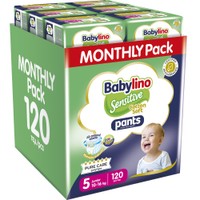 Σετ Babylino Sensitive Pants Cotton Soft Unisex Monthly Pack No5 Junior (10-16kg) 120 Τεμάχια (6x20 Τεμάχια) - 