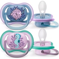 Philips Avent Ultra Air Silicone Soother 6-18m Μπλε - Λιλά 2 Τεμάχια, Κωδ SCF085/61 - Ορθοδοντική Πιπίλα Σιλικόνης με Μεγάλες Οπές για να Αναπνέει το Δέρμα του Μωρού