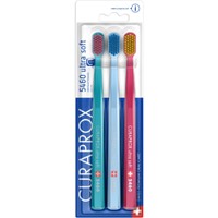 Curaprox Promo 5460 Ultra Soft Toothbrush Πετρόλ - Γαλάζιο - Φούξια 3 Τεμάχια - Οδοντόβουρτσα με Πολύ Μαλακές, Πυκνές Ίνες