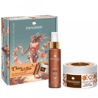 Messinian Spa Promo Bronze Shimmering Body Dry Oil 100ml & Chocolate & Caramel Fudge Sugar Body Scrub 250ml - Ενυδατικό Λάδι Σώματος με Άρωμα Λευκών Λουλουδιών & Απολεπιστικό Σώματος για Ενυδάτωση & Τόνωση της Ξηρής Επιδερμίδας με Γλυκό Άρωμα Σοκολάτα & Καραμέλα Φοντάν