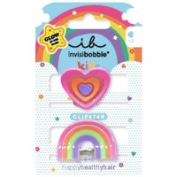 Invisibobble Clipstar Glow Kids Happy Heart 2 Τεμάχια - Κλάμερ Μαλλιών που Φωσφορίζουν στο Σκοτάδι
