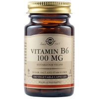 Solgar Vitamin B6 100mg, 100veg.caps - Συμπλήρωμα Διατροφής Βιταμίνης B6 για την Ενίσχυση της Ψυχολογίας & του Ανοσοποιητικού Συστήματος
