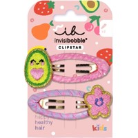 Invisibobble Clipstar Snap Clip Kids Frutti Avocado 2 Τεμάχια - Κλιπ Μαλλιών για Παιδιά με Σχέδια Αβοκάντο & Λουλούδια