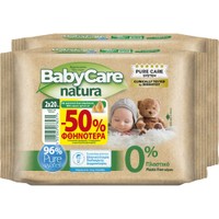 BabyCare Natura Wipes Mini Pack 40 Τεμάχια (2x20 Τεμάχια) - Μωρομάντηλα με Ίνες Φυτικής Προέλευσης Ιδανικά για Ευαίσθητο Δέρμα & Προστασία από Ερεθισμούς - Συγκάματα
