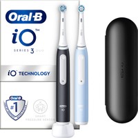 Oral-B iO 3 Black & Blue Electric Toothbrushes 2 Τεμάχια - Ηλεκτρικές Οδοντόβουρτσες με Αισθητήρα Πίεσης για Προστασία των Ούλων