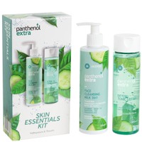 Medisei Panthenol Extra Promo Skin Essentials Kit with Face Cleansing Milk 3in1, 250ml & Detox Tonic Lotion 200ml - Απαλό Γαλάκτωμα Καθαρισμού για Πρόσωπο - Μάτια - Χείλη & Τονωτική Λοσιόν Καθαρισμού Προσώπου με AHA