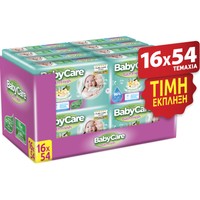 BabyCare Bath Fresh Wipes Supervalue Box 864 Τεμάχια (16x54 Τεμάχια) - Μωρομάντηλα με Ίνες Φυτικής Προέλευσης, Εκχύλισμα Βανίλιας & Βούτυρο Καριτέ