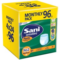 Σετ Sani Sensitive Pants Monthly Pack 96 Τεμάχια (4x24Τεμάχια) - No2 Medium 80-120cm - Ελαστικό Εσώρουχο Ακράτειας