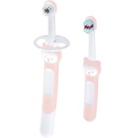 Mam Learn to Brush Set Soft Toothbrush 5m+ Ανοιχτό Ροζ 2 Τεμάχια, Κωδ 608G - Βρεφική, Εκπαιδευτική Οδοντόβουρτσα με Μαλακές Ίνες & Ασπίδα Προστασίας