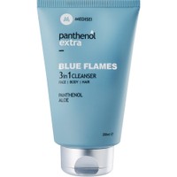 Medisei Panthenol Extra Blue Flames 3in1 Cleanser 200ml - Ανδρικό Αφρόλουτρο - Σαμπουάν για Πρόσωπο - Σώμα - Μαλλιά για Τόνωση της Επιδερμίδας