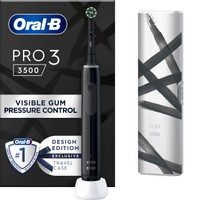 Oral-B PRO 3 3500 Black Edition 360° Gum Pressure Control Electric Toothbrush 1 Τεμάχιο & Δώρο Θήκη Ταξιδίου 1 Τεμάχιο - Επαναφορτιζόμενη Μαύρη Ηλεκτρική Οδοντόβουρτσα με Ορατό Αισθητήρα Πίεσης 360°