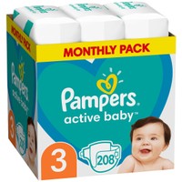 Pampers Active Baby Monthly Pack Νο3 (6-10 kg) 208 πάνες - 