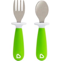 Munchkin Set Raise Toddler Fork & Spoon 12m+ Ανοιχτό Πράσινο 1 Τεμάχιο - Εκπαιδευτικό Σετ με Κουτάλι & Πιρούνι