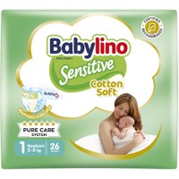 Babylino Sensitive Cotton Soft Newborn Νο1 (2-5kg) Βρεφικές Πάνες 26 Τεμάχια - 