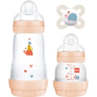 Mam Promo Easy Start Anti-Colic Starter Set Σομόν - Μπεζ 0m+, 1 Τεμάχιο, Κωδ 655G - Βρεφικό Σετ με 2 Μπιμπερό & 1 Πιπίλα Σιλικόνης Ιδανικό για Νεογέννητα