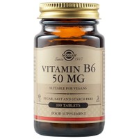 Solgar Vitamin B6 50mg, 100tabs - Συμπλήρωμα Διατροφής Βιταμίνης B6 για την Ενίσχυση της Ψυχολογίας & του Ανοσοποιητικού Συστήματος