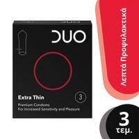 Duo Extra Thin Premium Condoms 3 Τεμάχια - Λεπτό Προφυλακτικό Για Μεγαλύτερη Αίσθηση & Ευχαρίστηση