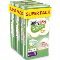 Σετ Babylino Sensitive Cotton Soft Midi No3 (4-9kg) 168 Τεμάχια (3x56 Τεμάχια) - 