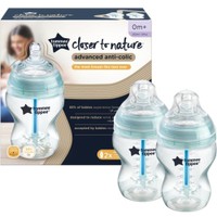 Tommee Tippee Advanced Anti-Colic Baby Bottle 0m+, 2x260ml, Κωδ 42252586 - Μπιμπερό Πολυπροπυλενίου Αργής Ροής με Θηλή Σιλικόνης Κατά των Κολικών