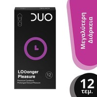 Duo Longer Pleasure Condoms 12 Τεμάχια - Προφυλακτικά με Επιβραδυντικό για Απόλαυση Μεγαλύτερης Διάρκειας
