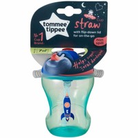 Tommee Tippee Straw Training Cup 7m+ Τιρκουάζ 230ml, Κωδ 447155  - Εκπαιδευτικό Κύπελλο με Καλαμάκι 