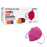 Jiada Non Medical 5ply Mask FFP2 NR Φούξια 20 Τεμάχια - Μάσκα Προστασίας με Μεταλλικό Έλασμα μιας Χρήσης