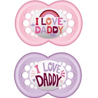 Mam I Love Mummy & Daddy Silicone Soother 6-16m Ροζ - Μωβ Διάφανο 2, 2 Τεμάχια, Κωδ 170S - Ορθοδοντική Πιπίλα με Θηλή από Σιλικόνη με Θήκη Μεταφοράς Φιλική προς το Δερματάκι του Μωρού