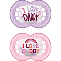 Mam I Love Mummy & Daddy Silicone Soother 6-16m Μωβ - Ροζ Διάφανο 2 Τεμάχια, Κωδ 170S - Ορθοδοντική Πιπίλα με Θηλή από Σιλικόνη με Θήκη Μεταφοράς Φιλική προς το Δερματάκι του Μωρού