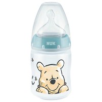 Nuk Disney Winnie the Pooh First Choice Plus PP Non Colic Bottle 0-6m Blue 150ml - Μπιμπερό με Θηλή Σιλικόνης για Βρέφη Έως 6 Μηνών, Κατά των Κολικών με Δείκτη Ελέγχου Θερμοκρασίας