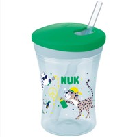 Nuk Action Cup 12m+, 230ml - Πράσινο 2 - Πλαστικό Ποτηράκι με Καλαμάκι & Βιδωτό Καπάκι για Ηλικίες 12+ Μηνών