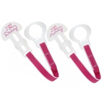 Mam Soother Clip Set 0m+, 2 Τεμάχια - Ροζ - Κορδέλα Στήριξης Πιπίλας για να Παραμένει Καθαρή & Πάντα στη Θέση της